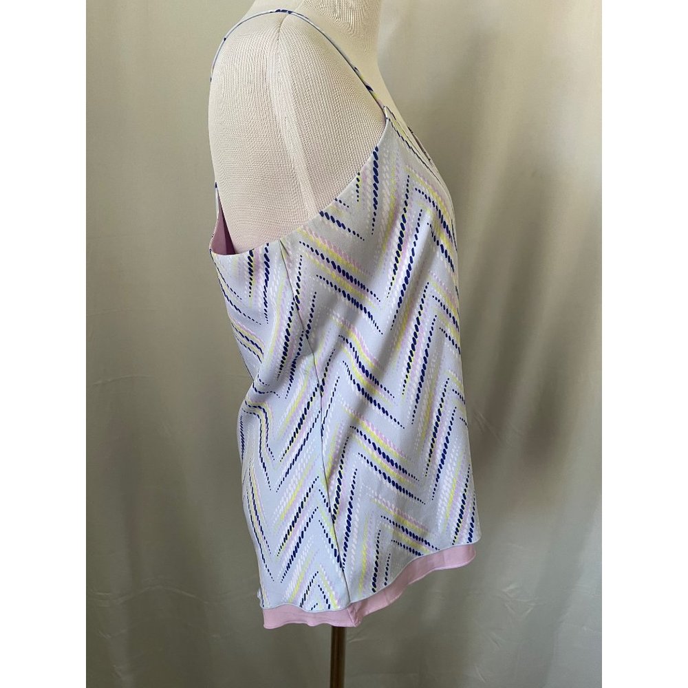 Candies Light Blue Chevron Print Spaghetti Strap V-Neck Tank Top - Picture 6 of 12